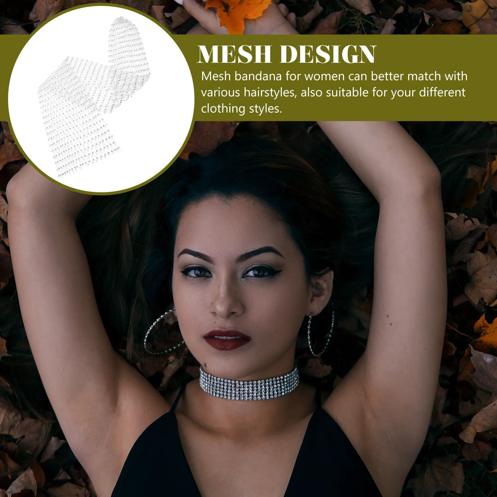 

Кристальная повязка на голову, сетчатый платок для волос для женщин, легкая эластичная бандана, головной убор со стразами, аксессуар для волос для повседневного ношения