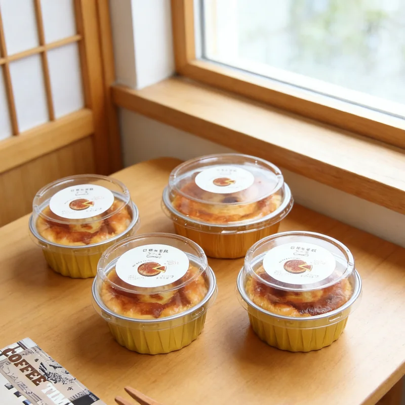  2-Inch 4-Inch Basque Aluminum Foil Box Caramel Pudding Taro Mud Packaging Box Baking Cake Tin Paper Cup Pastry Packaging... - view 3
