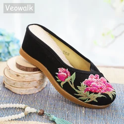 VEowalk-女性の隠しウェッジヒールシューズ,リネン刺繍の靴,カジュアルな夏の快適な靴,zapatos mujer