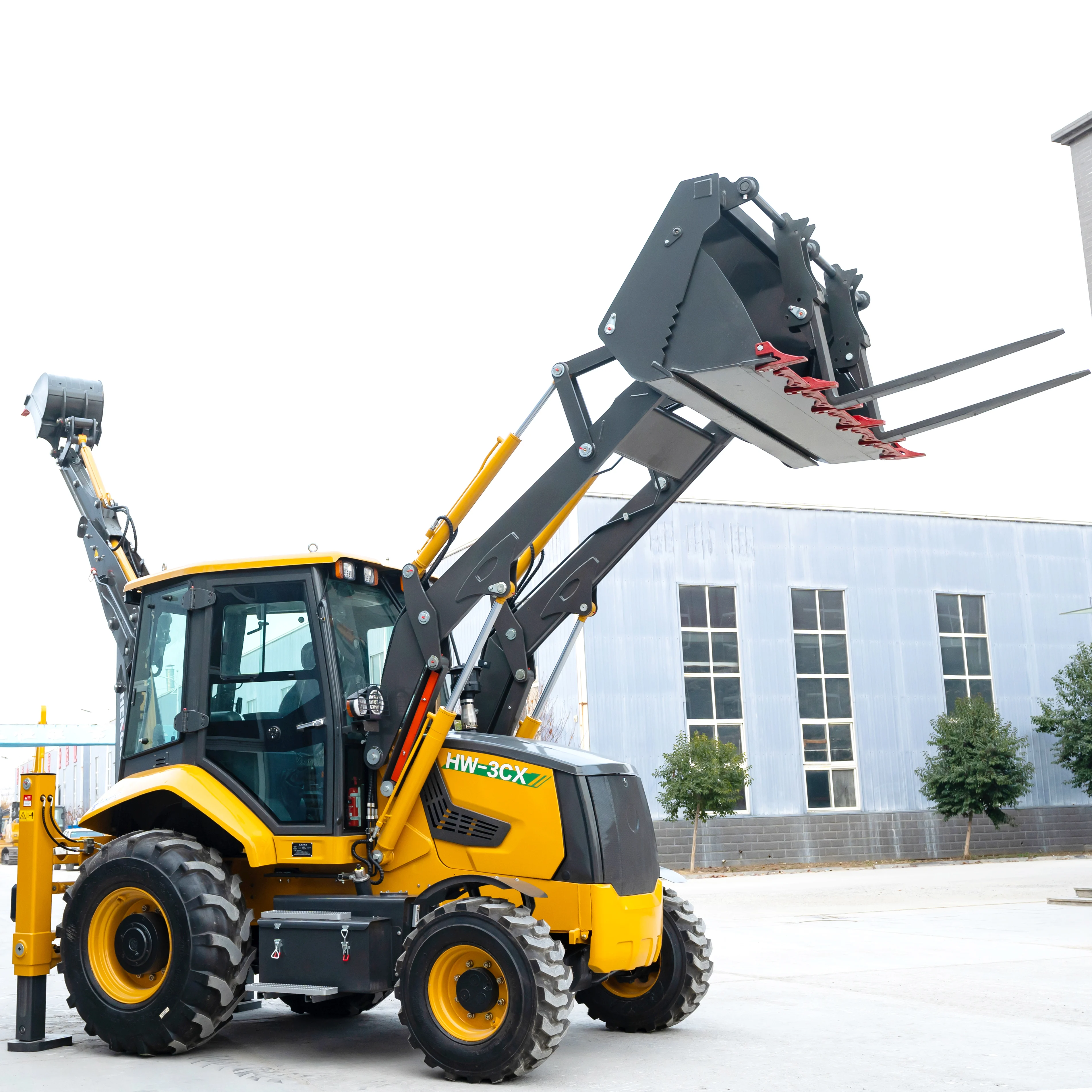 4x4 لودر حفار 7.8 طن متعدد الأغراض 114HP 4WD لجميع التضاريس على الطرق الوعرة مخصص للبيع حفارة لودر زراعي