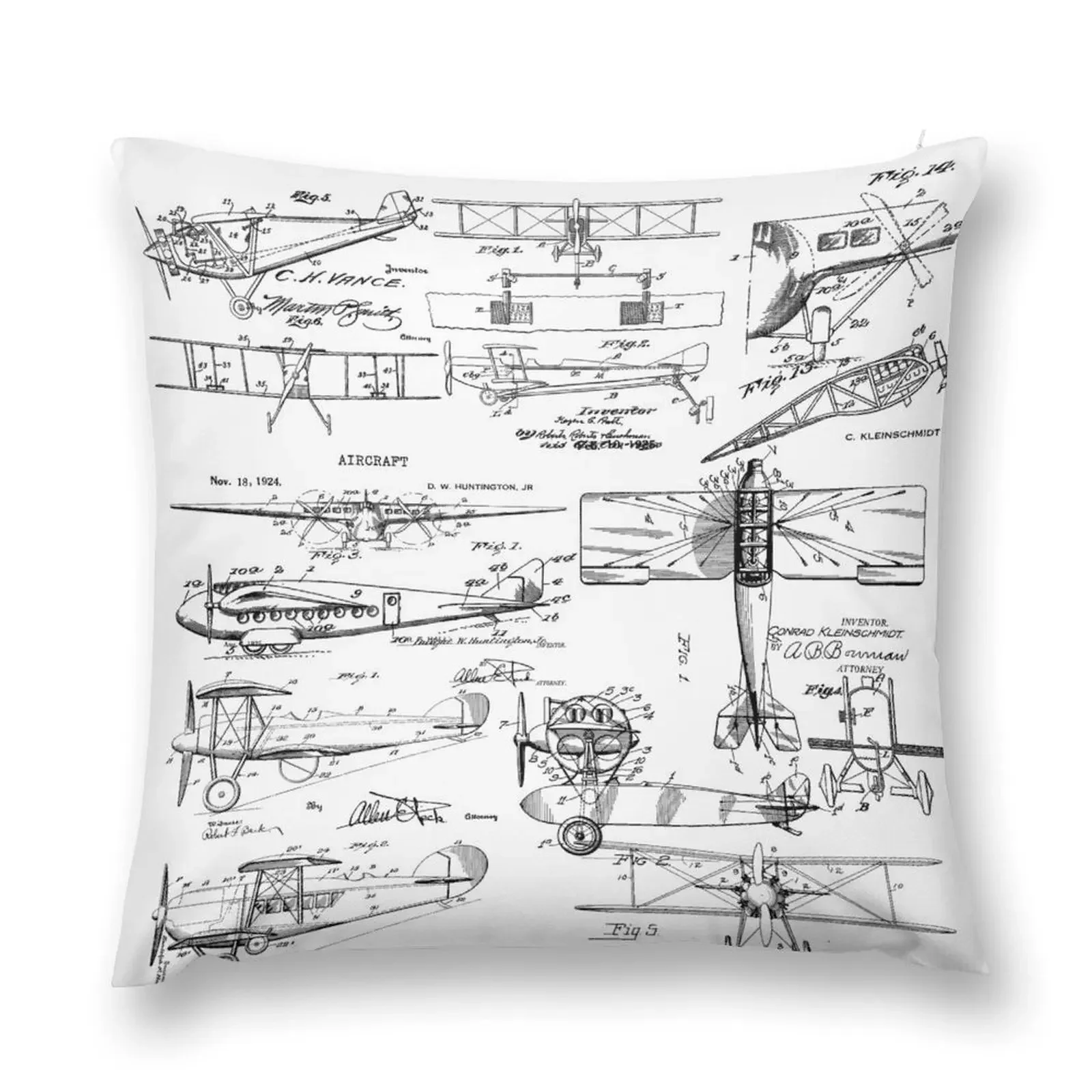 Aviation Biplane Blueprint Drawing Gift for Pilots Throw Pillow Pillow Decor pillow cover christmas Room decorating items