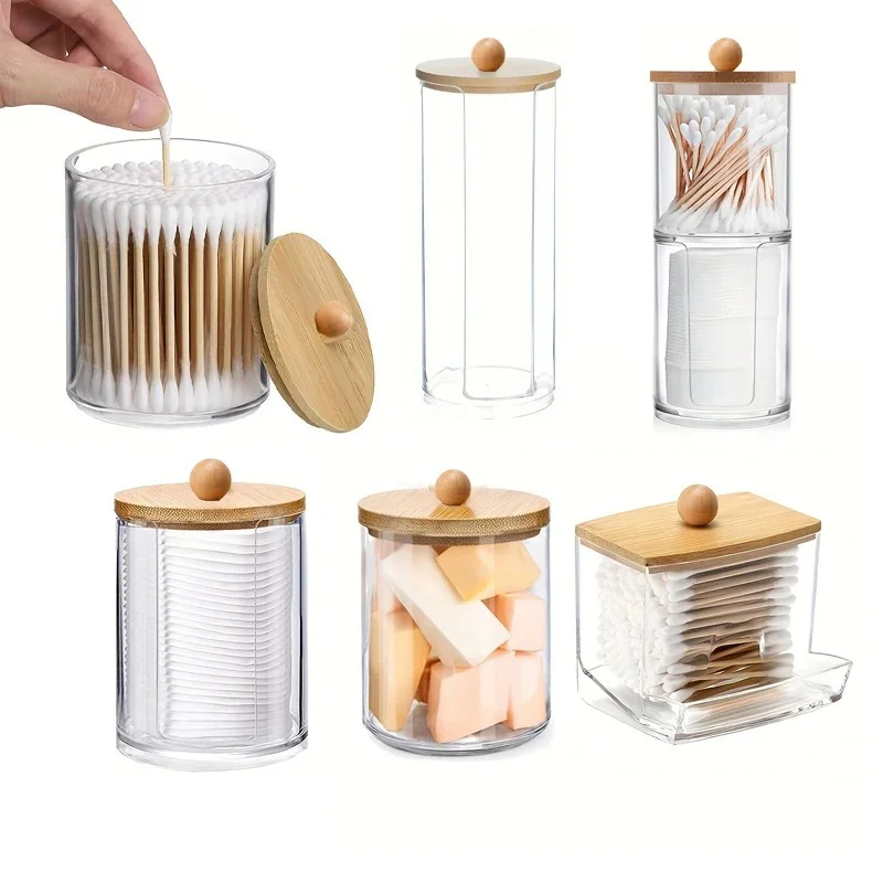 Makeup Organizer Cosmetic Storage Box Organizador Cotton Swab Holder Cotton Pad Box Clear Plastic Box with Lid Dust-proof