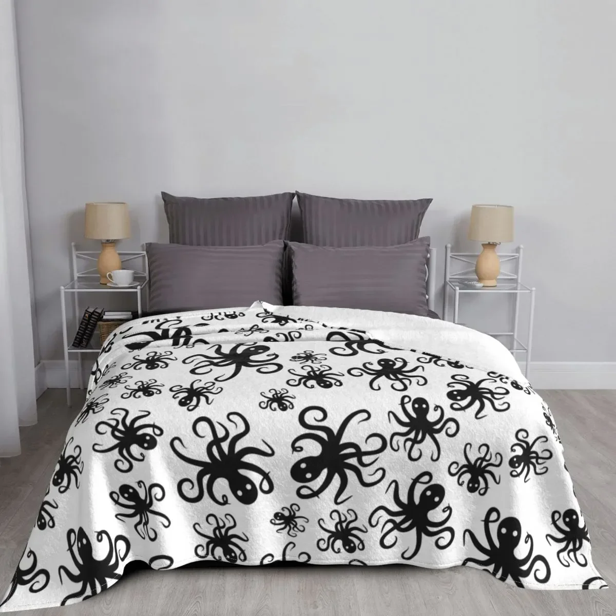 Octopus Sea Animal Blanket Coral Fleece Plush All Season Multifunction Warm Throw Blankets for Bed Office Rug Piece