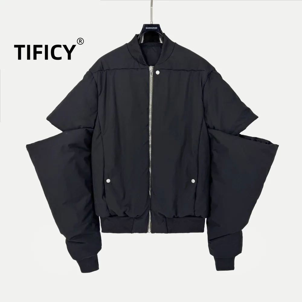 High Street Dark Ro Style Black Jacket Coats Autumn and Winter New Men's Zippered Insulated Padded Cotton Jacket  Men Clothing