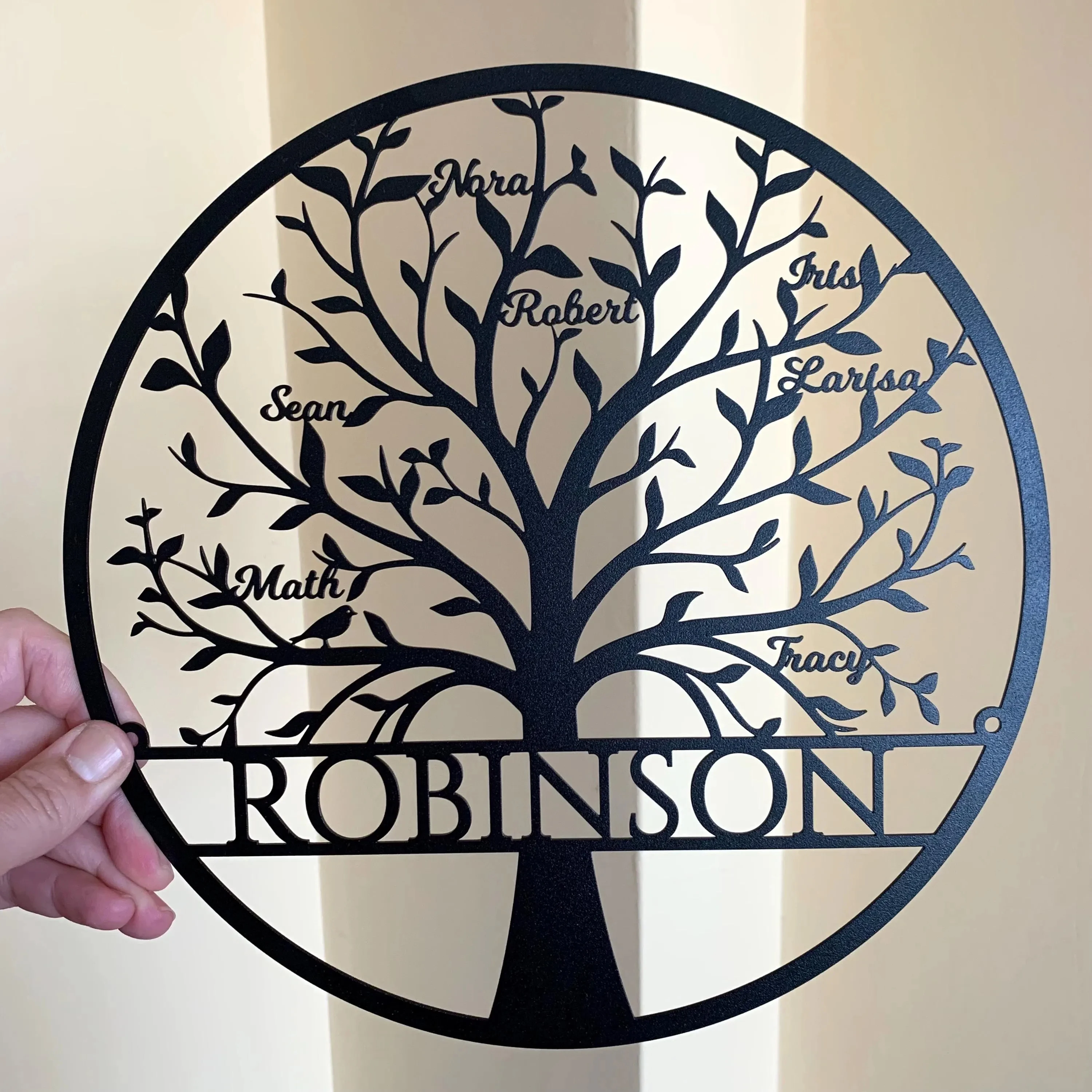 Personalized Family Tree Metal Sign with Custom Names for Anniversary Gift