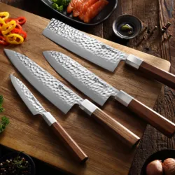 KEEMAKE Japanese Kitchen Chef Knife Set High Carbon Stainless Steel 8'' Gyuto 7'' Nakiri Chopping Cleaver 4.5'' Paring Knife