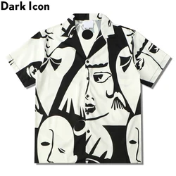 Dark Icon Printed Vintage Street Men's Shirt Summer Polo Shirts Man Male Top