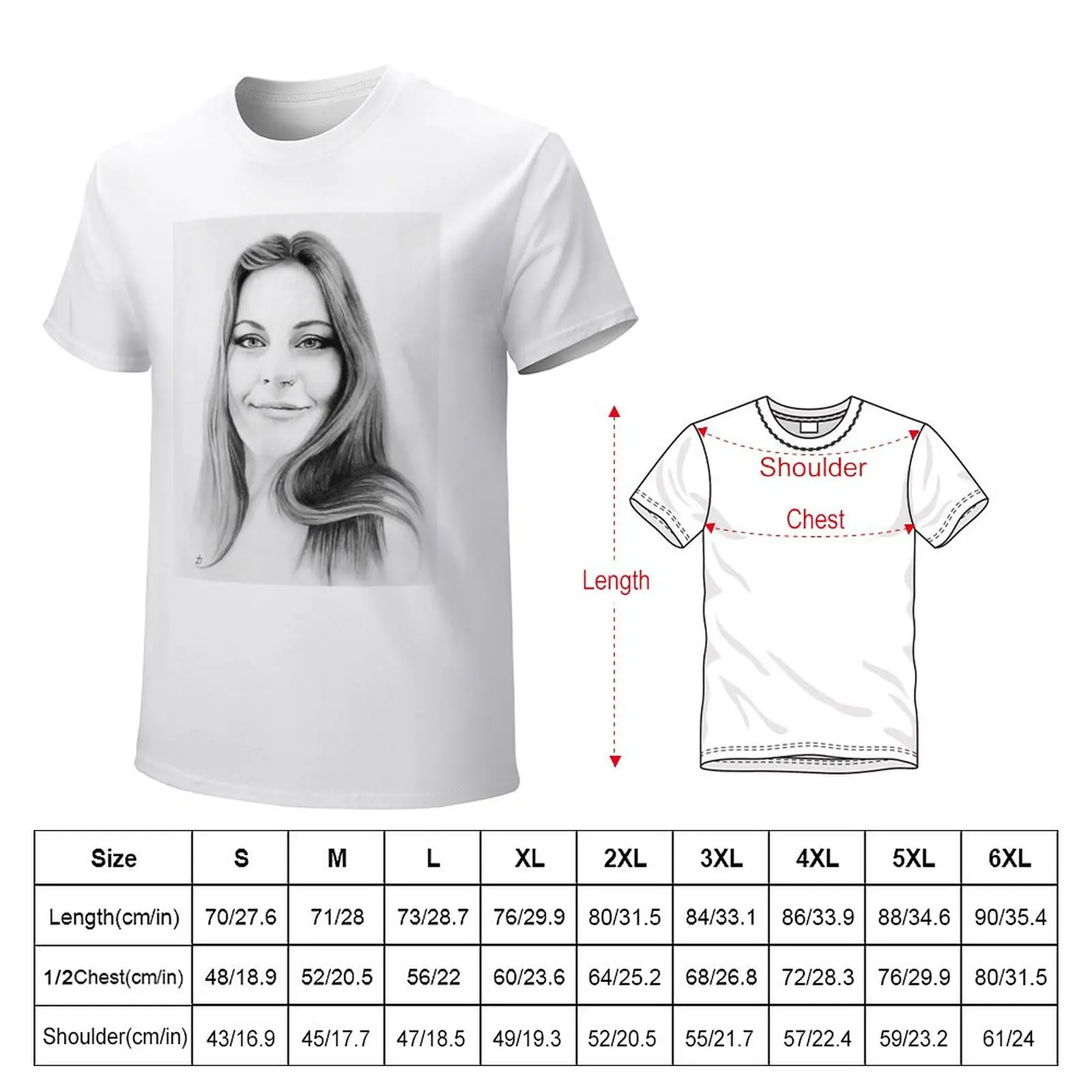 Floor Jansen Pencil Portrait. T-Shirt summer tops anime clothes quick drying t shirts men