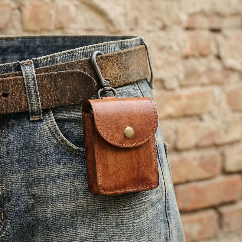 

Men Vintage Cow Leather Cigarette Pouch, Protective Leather Organizer Case for Cigarettes, Lighter, Vape Pods & Rolling Papers