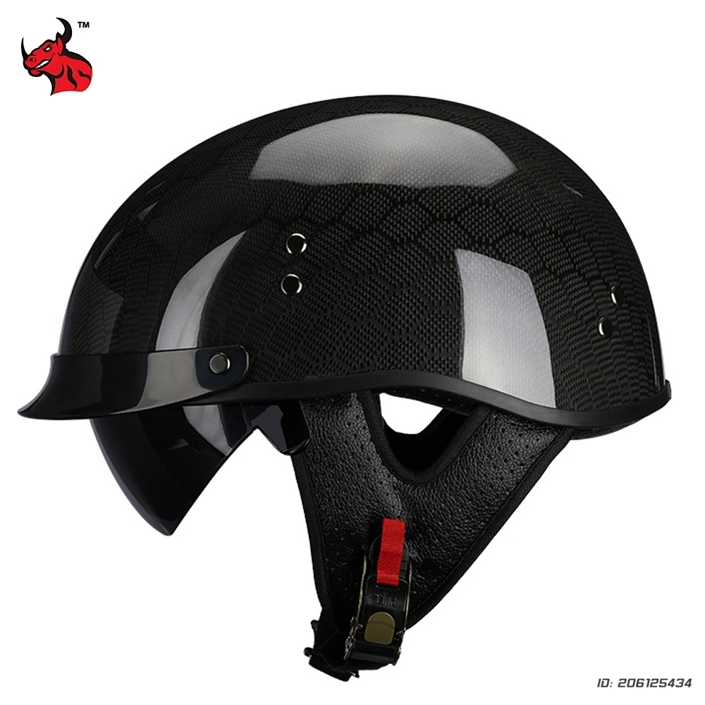 

Carbon Fiber DOT Motorcycle Half Helmet Retro Motorcross Hard Hat For Motorbike Cruiser Chopper Moped Scooter Safety Moto Helmet