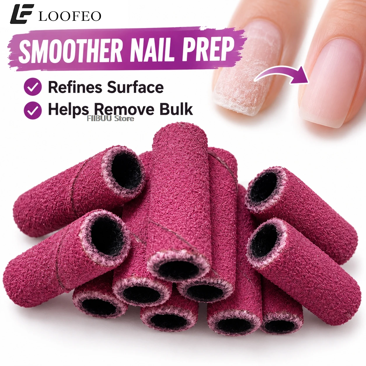 200PCS 3mm MiniNail Drill Sanding Bands Set 120/180/240 Grit Small Sanding Sleeves E-File Bits Nail File for Manicure Pedicure view 5