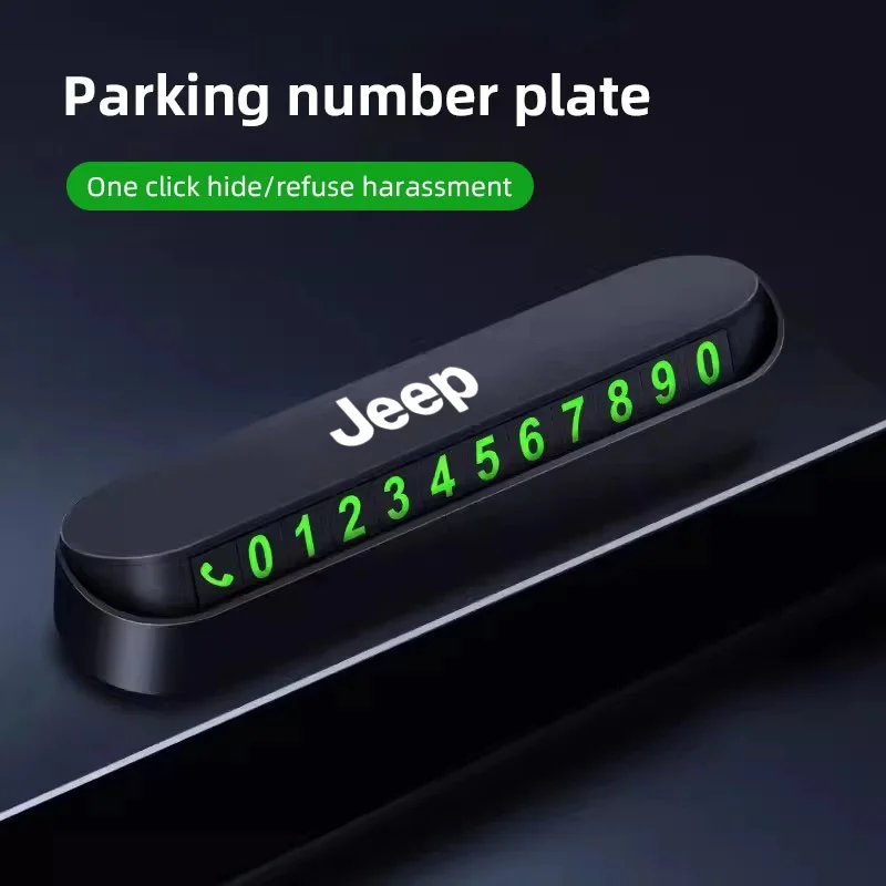 1Pcs Car Temporary Parking Card Phone Number Card Accessories For Jeep Renegade Wrangler JK Grand Cherokee Gladiator Patriot JL