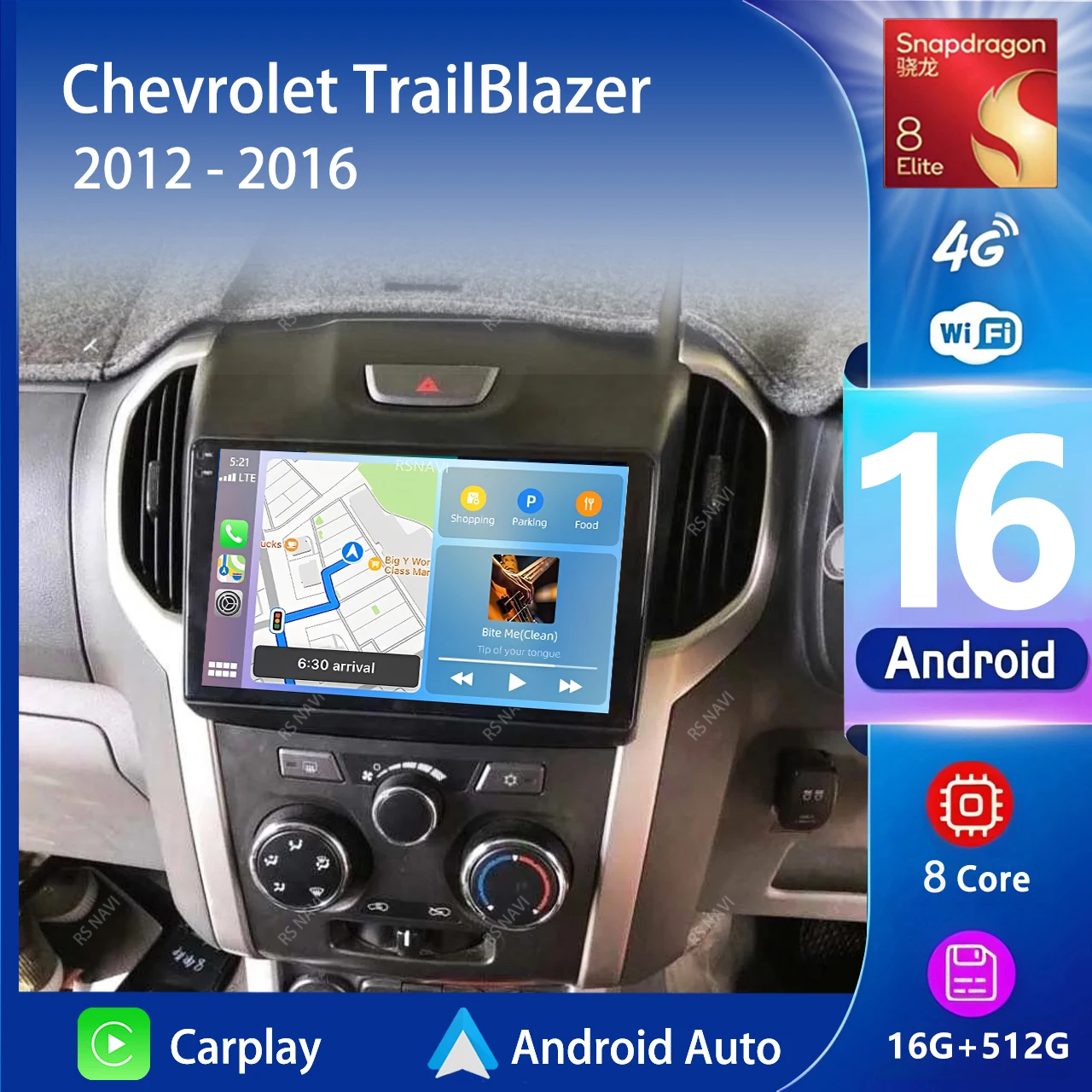 Android 16 Carplay Car Radio Multimedia For Chevrolet TrailBlazer 2012 - 2016 S-10 S10 Colorado For Isuzu D-Max DMAX Stereo 2din