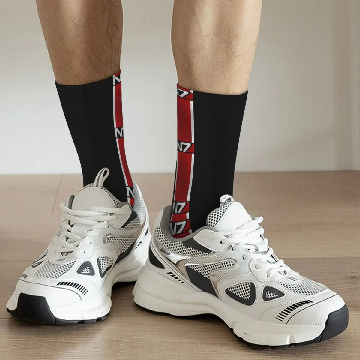 Mass Effect N7 calcetines largos para hombre y mujer, medias absorbentes de sudor, Harajuku, para todas las estaciones, regalo de cumpleaños