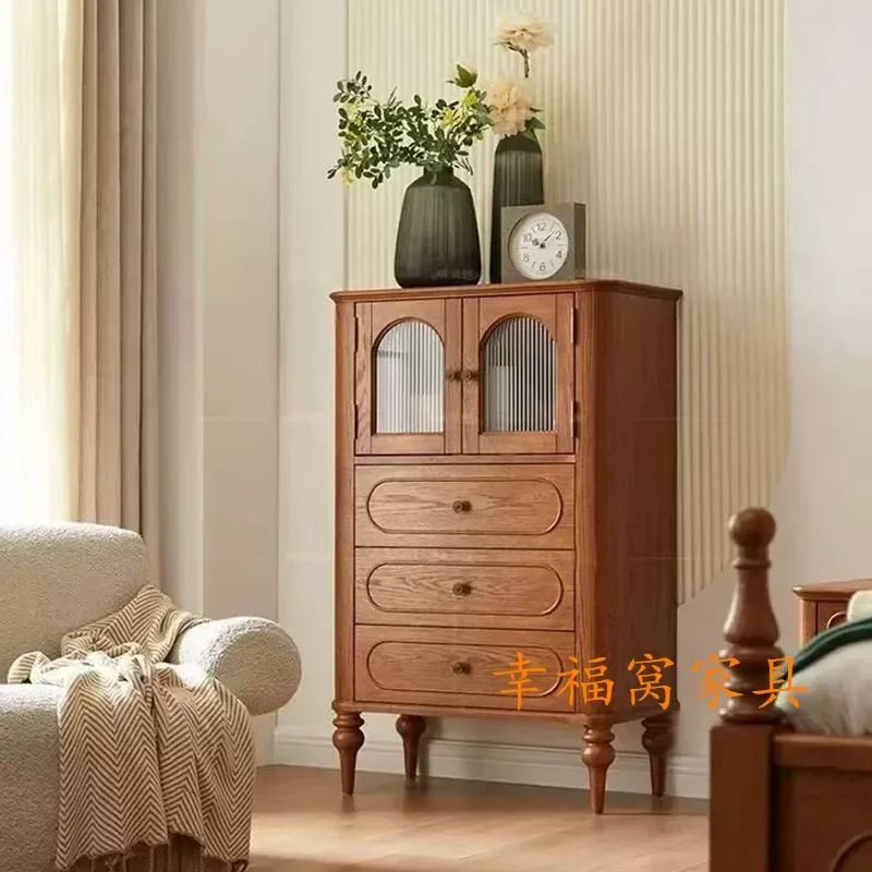 Retro Solid Wood Double Bed American Style High Backrest Large Bed 1.8m Master Bedroom Furniture Wedding Bed