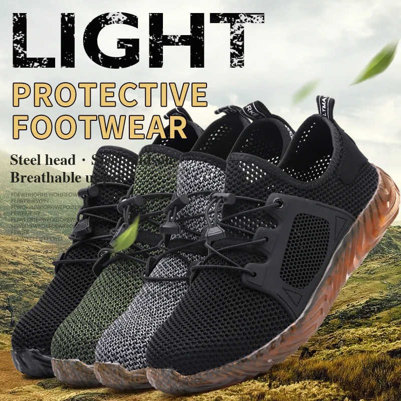 Unisex Steel Toe Safety Shoes, Puncture Resistant Work Boots, European Standard Anti Smashing And Anti Slip Sports Shoes