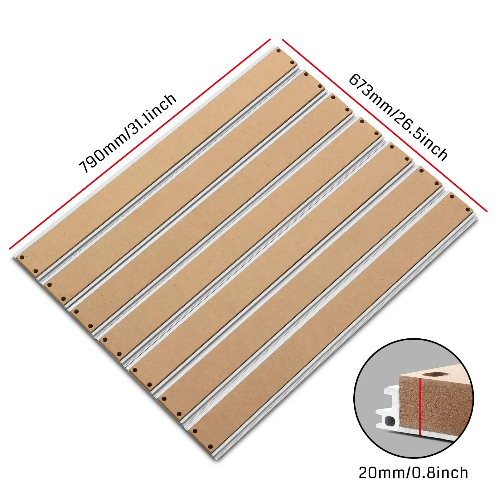 Genmitsu 6060 Hybrid Spoilboard Table for PROVerXL 4030 V2 to 6060 CNC Extension Kit, Aluminum & MDF, 790x673x20mm