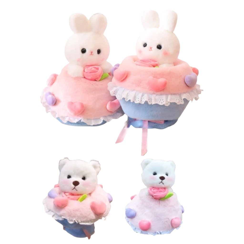 

30cm Creative Funny Doll Heart Rabbit Plush Toy Stuffed Soft Princess Bunny Transformed into Bouquet Sweet Gift for Kids Girls