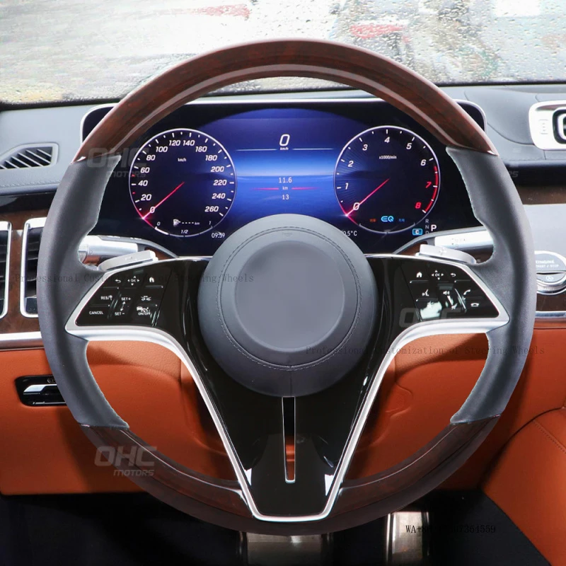Suitable for Mercedes-Benz Maybach S-Class wood steering wheel, luxury car modification multi-function button assembly