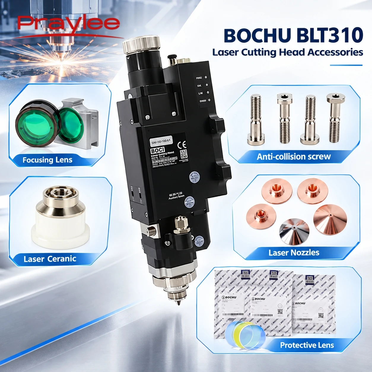 BOCI BOCHU Original BLT310 Fiber Cutting Head Consumables Protective Lens D25.4T4 Ceramic Ring D41 M11 Collimating Focusing Lens
