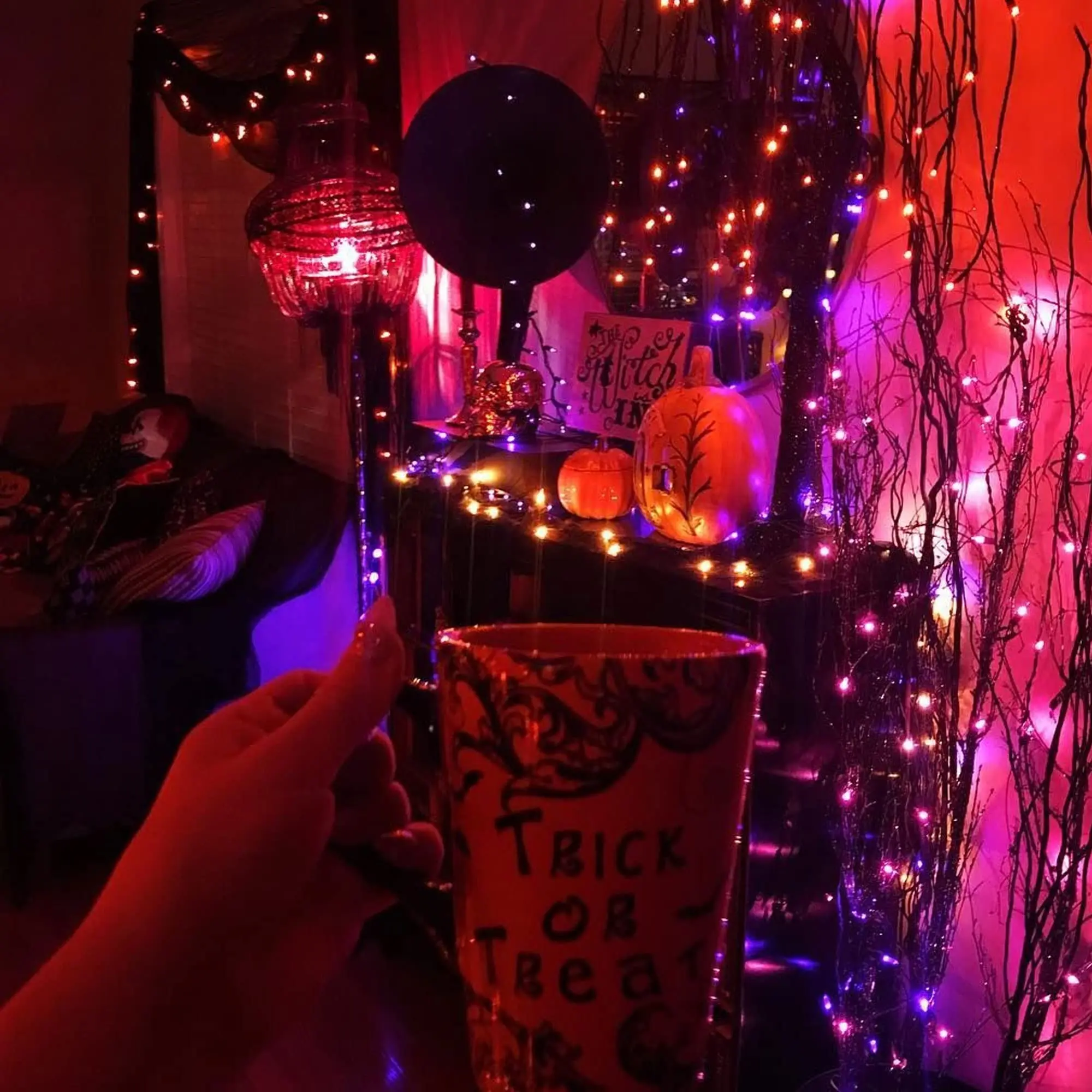 1 Set Orange & Purple Halloween String Lights Decor with Timer, Total 120Meters Copper Battery Powered Fairy Lights Halloween