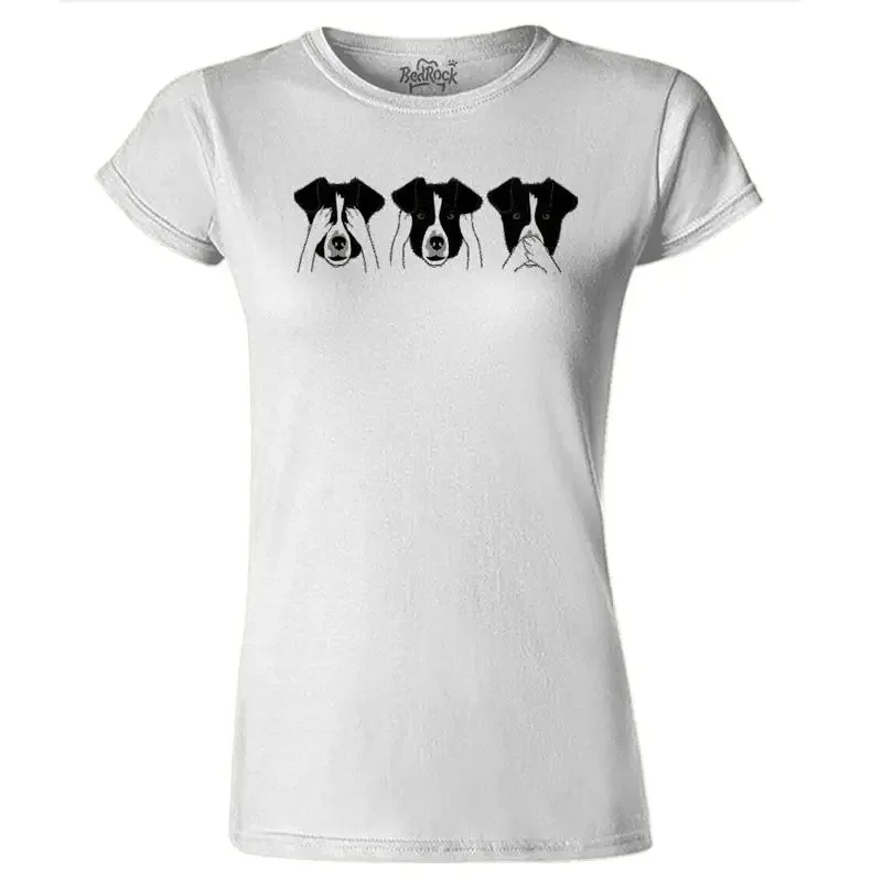 Womens See No Evil Hear No Evil Speak No Evil Dog Funny T Shirt Pet Pooch Hound