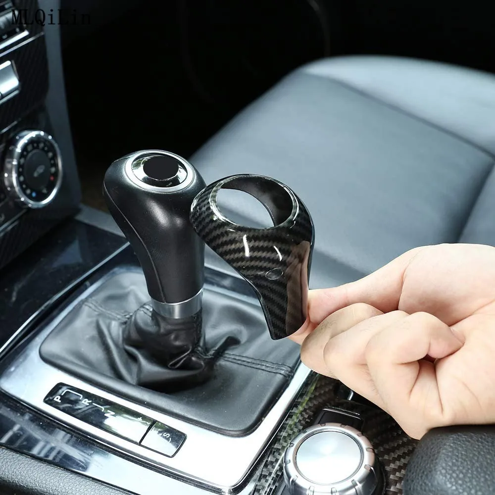 Car Styling Carbon Fiber Color Gear Shift Handle Cover Trim For Mercedes Benz A C E G Class W204 W212 W169 W463 GLK X204 CLS