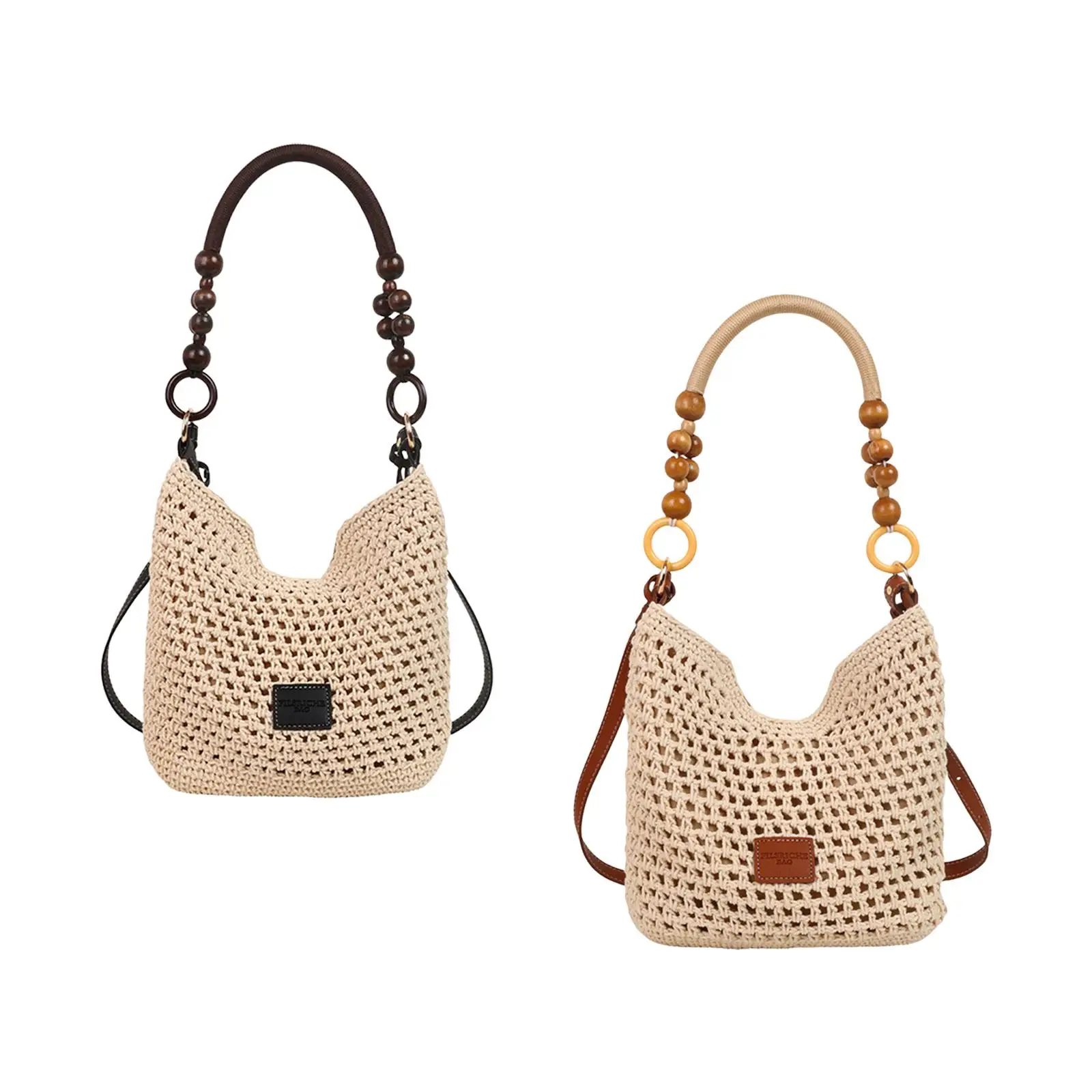 حقيبة شاطئ كروشيه حقيبة كتف كلاسيكية مجوفة للسفر اليومي