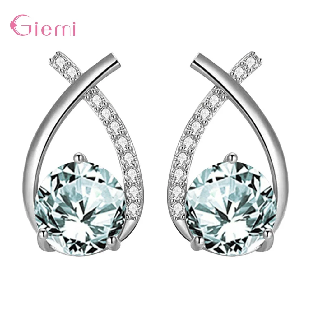 Exquisite 925 Sterling Silver Little Fish Tail Crystal Zircon Stud Earrings for Women Girls Wedding Party Fashion Jewelry Gifts