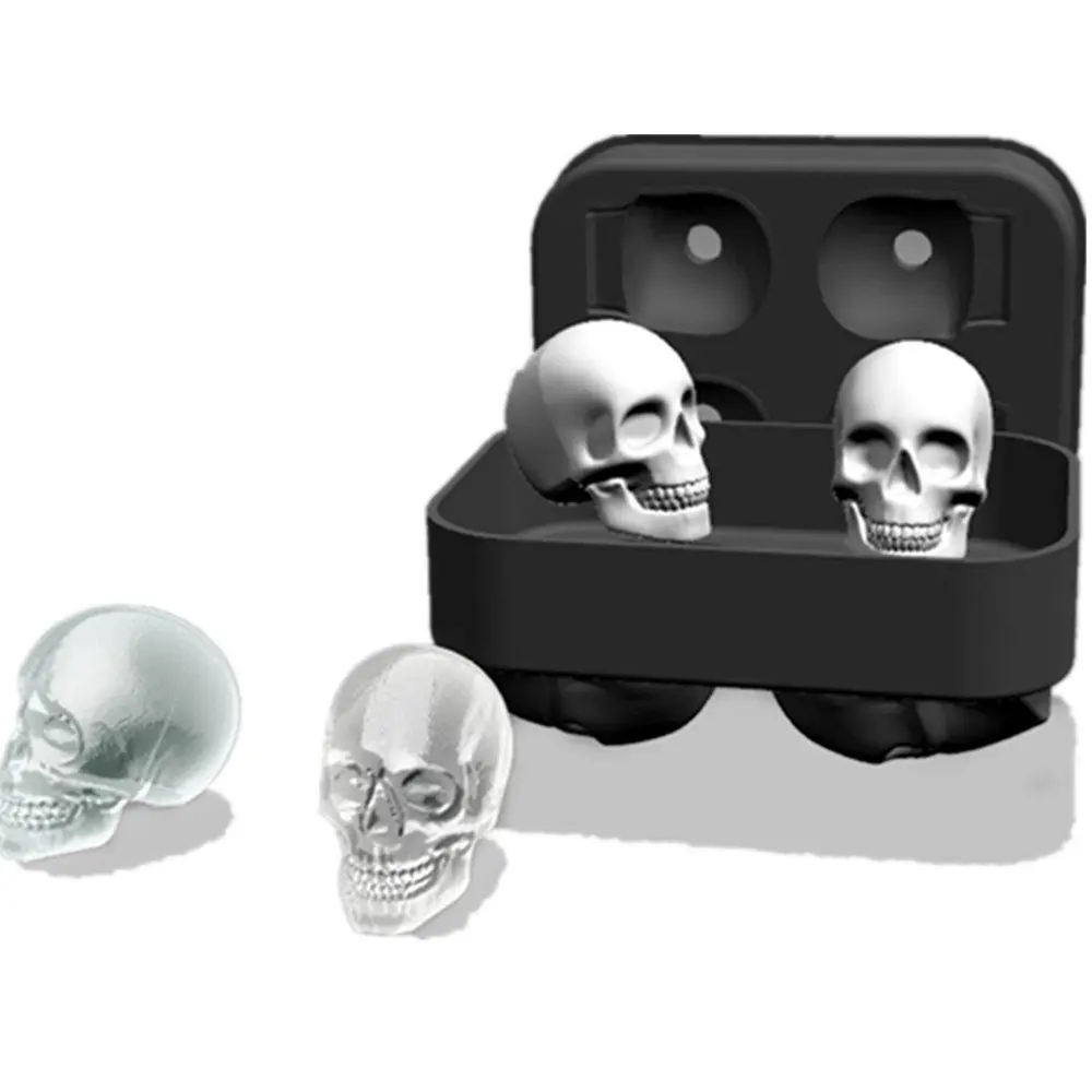 3D Skull Silicone Mold Ice Cube Tray Mould Ice Cube Maker Ice Ball Mold Whiskey CocktailWine Ice Cube Mold Ice Ball Mold