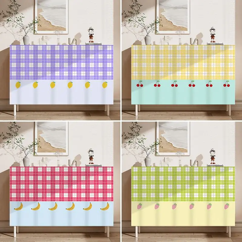 VIKAMA Fruit Plaid Cabinet Curtain Lemon Cherry Banana Strawberry Under Sink For Kitchen Cupboard Decor