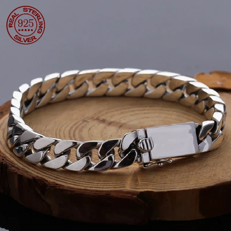 Factory Price 100% S925 Sterling Silver Bracelet Necklace 7MM 8MM 10MM Punk S925 Silver Certified Men's Silver Gift