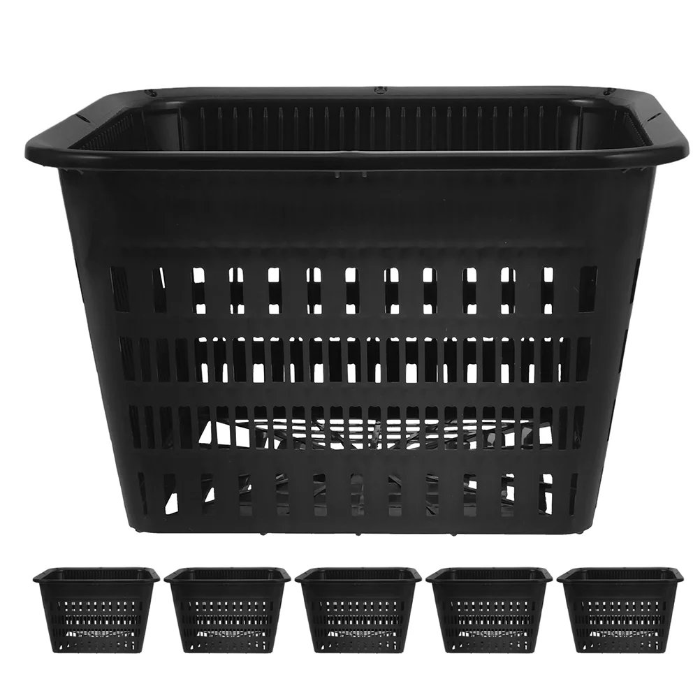 6 Pcs Hydroponic Growing Basket Plastic Pots for Plants Orchid with Holes Planting Orchids Net Black Hydroponics