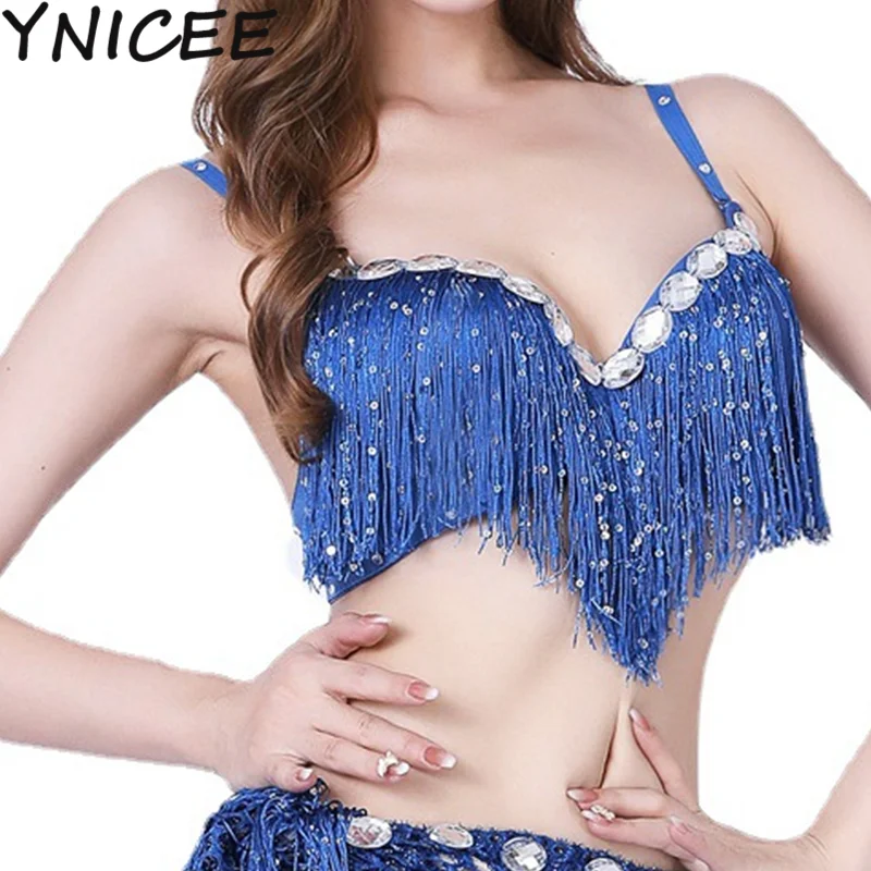 Sexy Women Sequin Belly Dance Bras Top Costume Tassel Fringe Push Up Bra Party Tassel Festival Club Wear Bra Tops