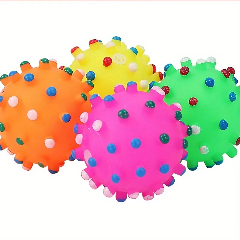 قطعة واحدة من لعبة صوت الحيوانات الأليفة بلون عشوائي من الفينيل على شكل كرة شوكة صغيرة على شكل كلب