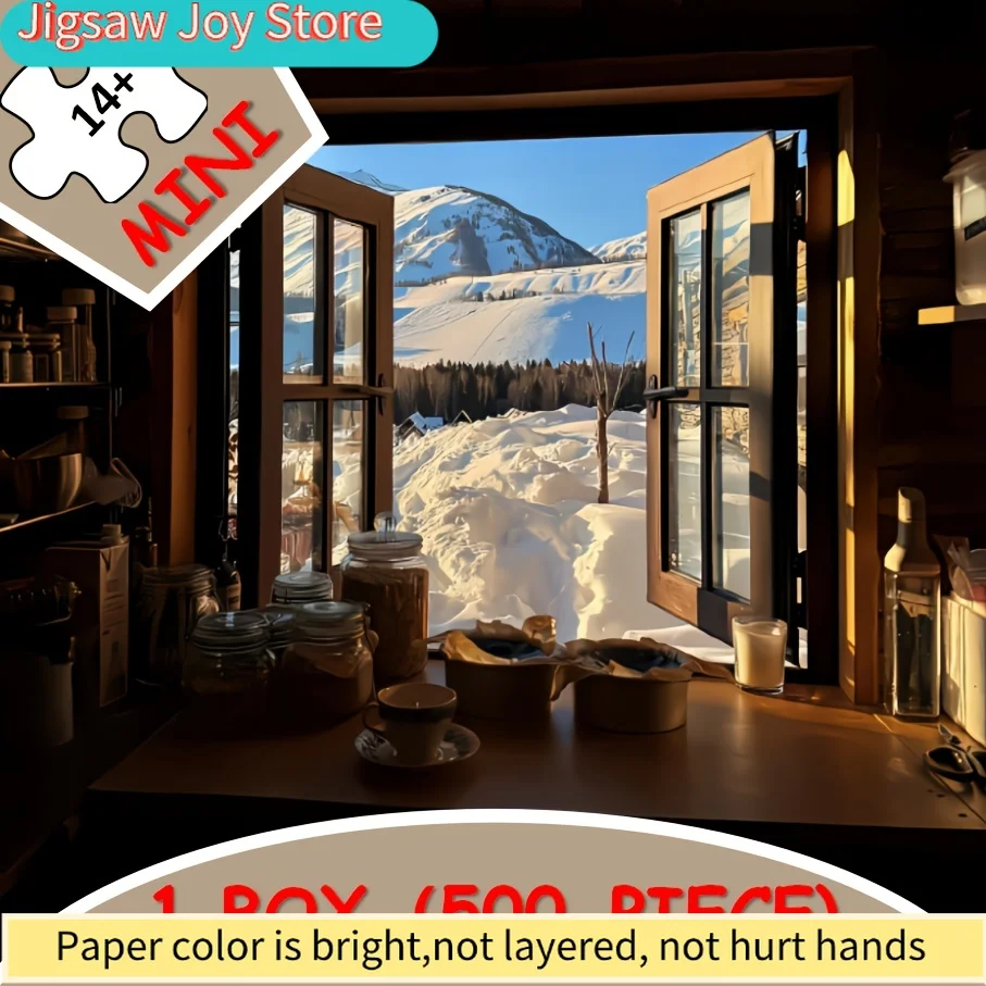 

Большая головоломка — Зимний пейзаж снежной горы с домиком, лыжниками и сноубордистами — Сложная головоломка для взрослых