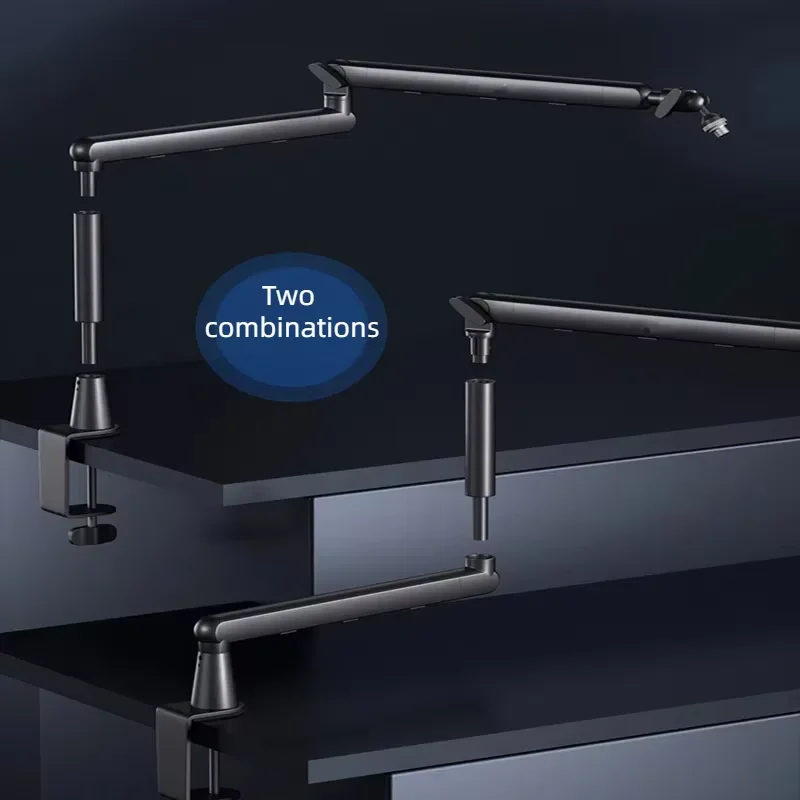 360 Rotatable Microphone Stand Microphone Boom Arm with Desk Mount Foldable Desk Mic Arm with 3/8'' To 5/8'' Screw Adapter