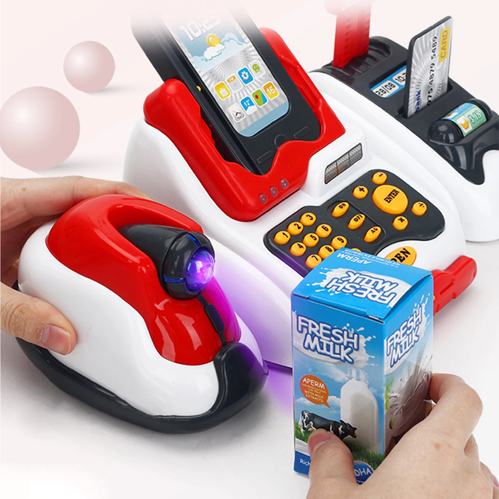 36 pz/set bambini registratore di cassa giocattolo LED negozio di musica registratore di cassa Scanner modello di cibo fingere di giocare giocattolo educativo per bambini