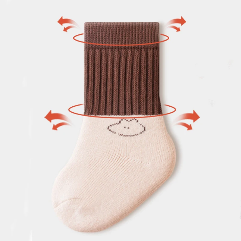 Winter Fur Loop Baby Socks Thick Warm Cute Cartoon 0-2Y Cotton Boy Girl Medium Tube Terry Socks For Kids Children's Clothing