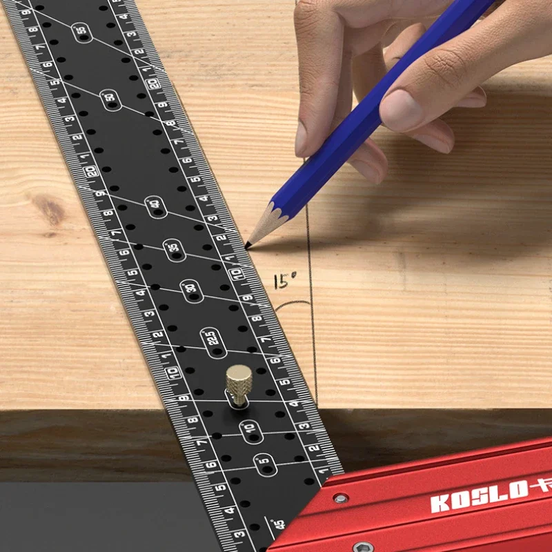 Multi-angle Aluminum Alloy L-shaped Measuring Ruler Square Ruler Carpentry Parallel Line Drawing Hole Scribing Ruler Layout Tool