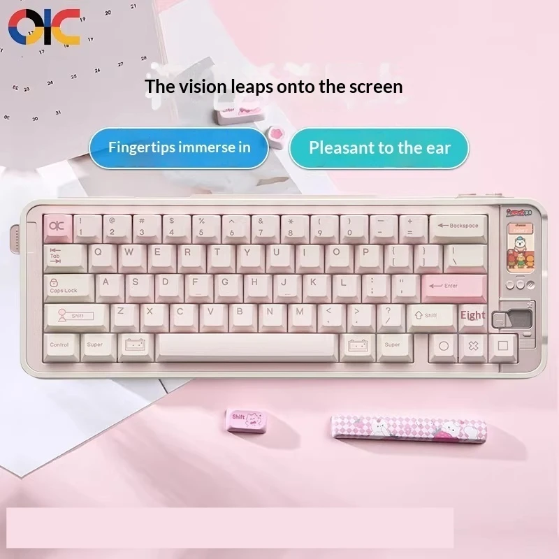 TickType QK65MK3 Gaming Keyboard Gasket Structure Multifunctional Interactive Color Screen Wireless Keyboard Adapting Bluetooth