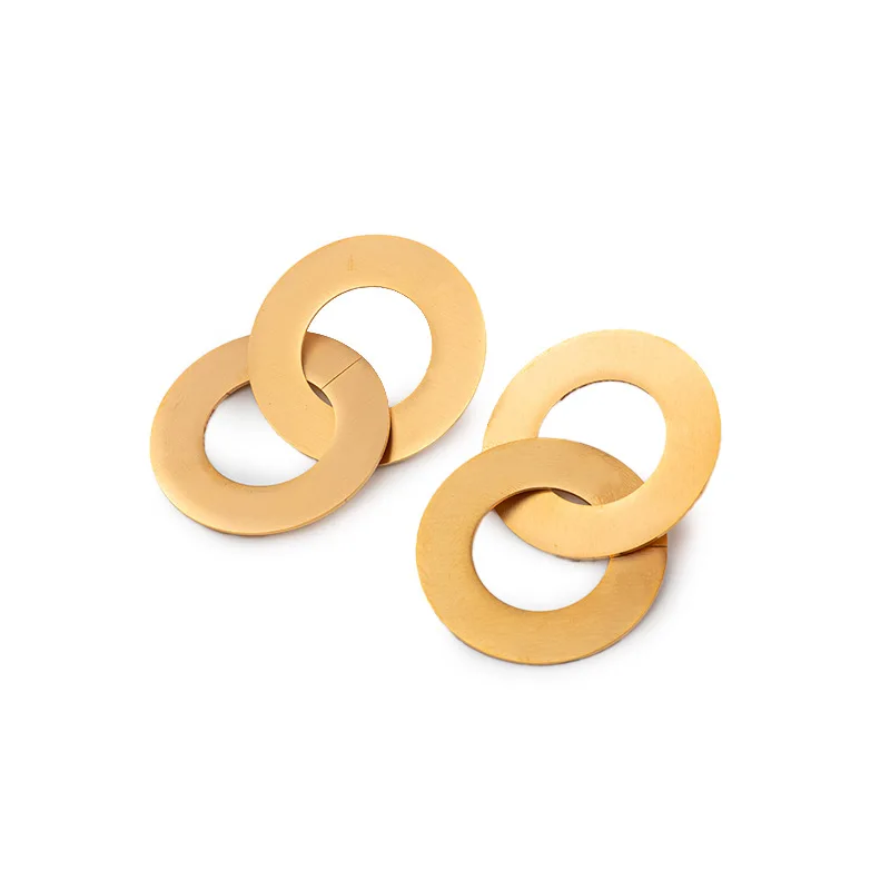 

Women's Stainless Steel 18K Plated Metal Circle Statement Earrings, Niche Unique Design, Chic Luxurious Ear Accessories