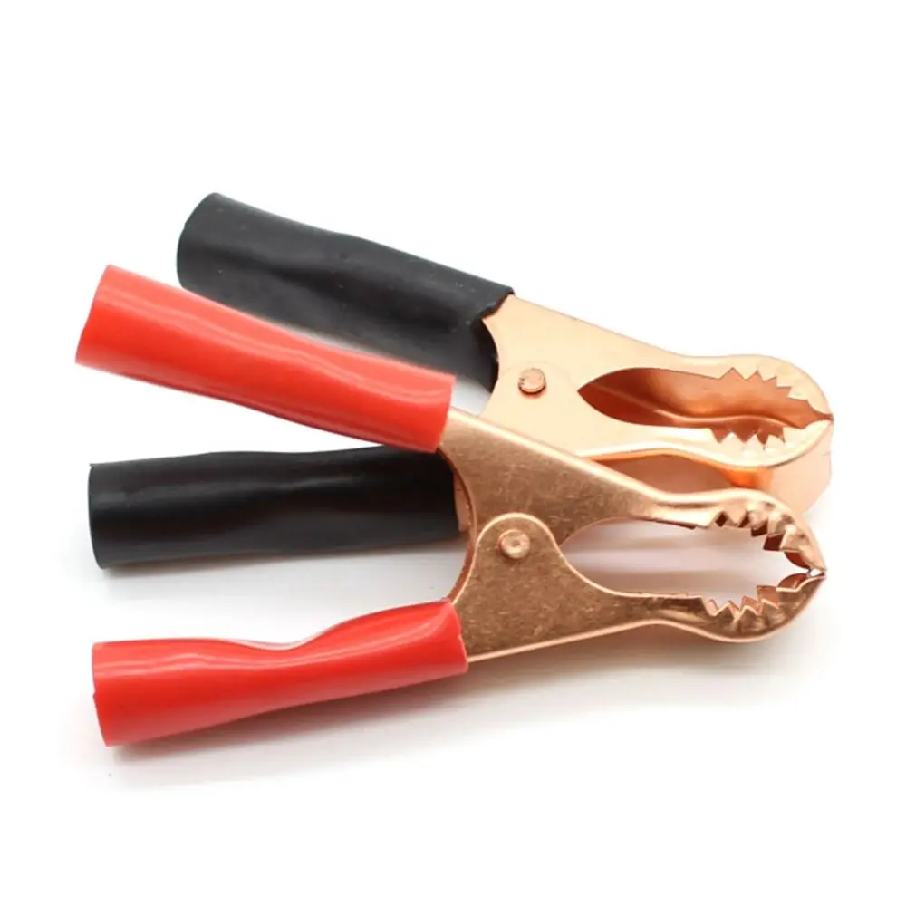 2pcs Durable 80mm Crocodile Clip 50A Red + Black Alligator Clips Battery Test Lead Clips