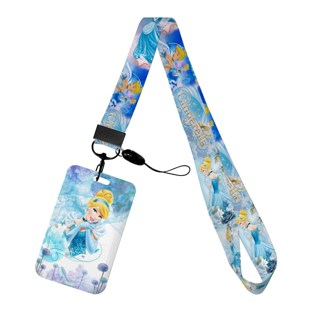Disney Prinses Assepoester ID-kaarthouder Lanyards Zeemeermin Vrouwen Nekkoord Creditcardhouder Meisjes Badgehouder Intrekbare clip
