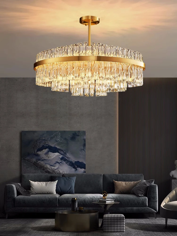 Modern Simple and Luxury Crystal Restaurant Pendant Light Hong Kong Style Atmosphere Personality Living Room Light Nordic Style