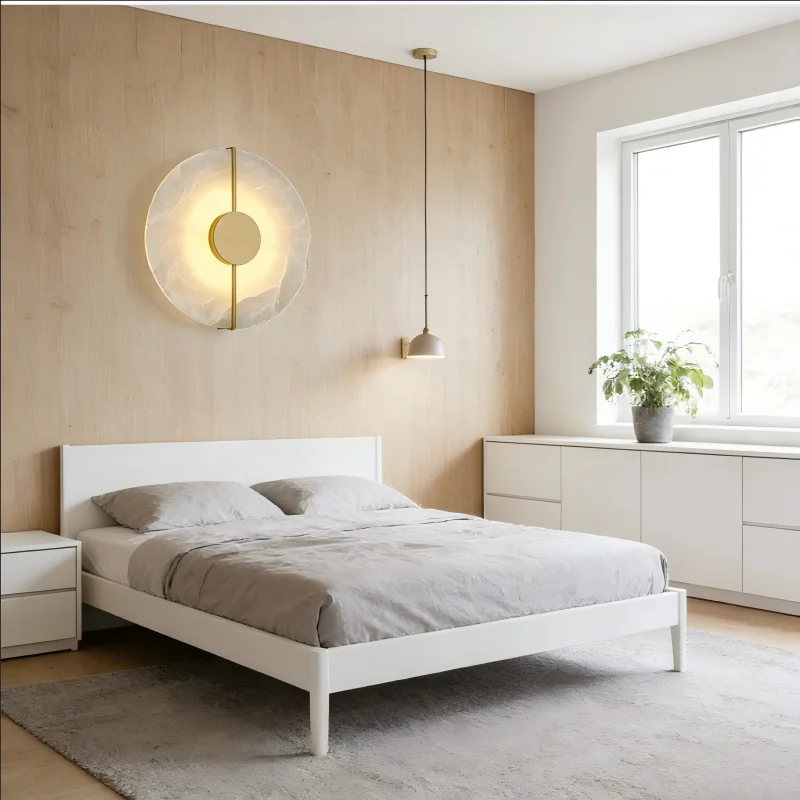 Настенный светильник из натурального скандинавского мрамора для гостиной, спальни, отеля, коридора, лестницы, прикроватный светильник, светильник-бра