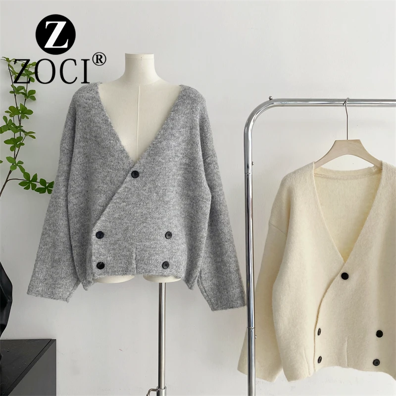 [ZOCI] Style V-neck Short Sweater Women Autumn Winter, A Niche, Unique, High-end Design, Super