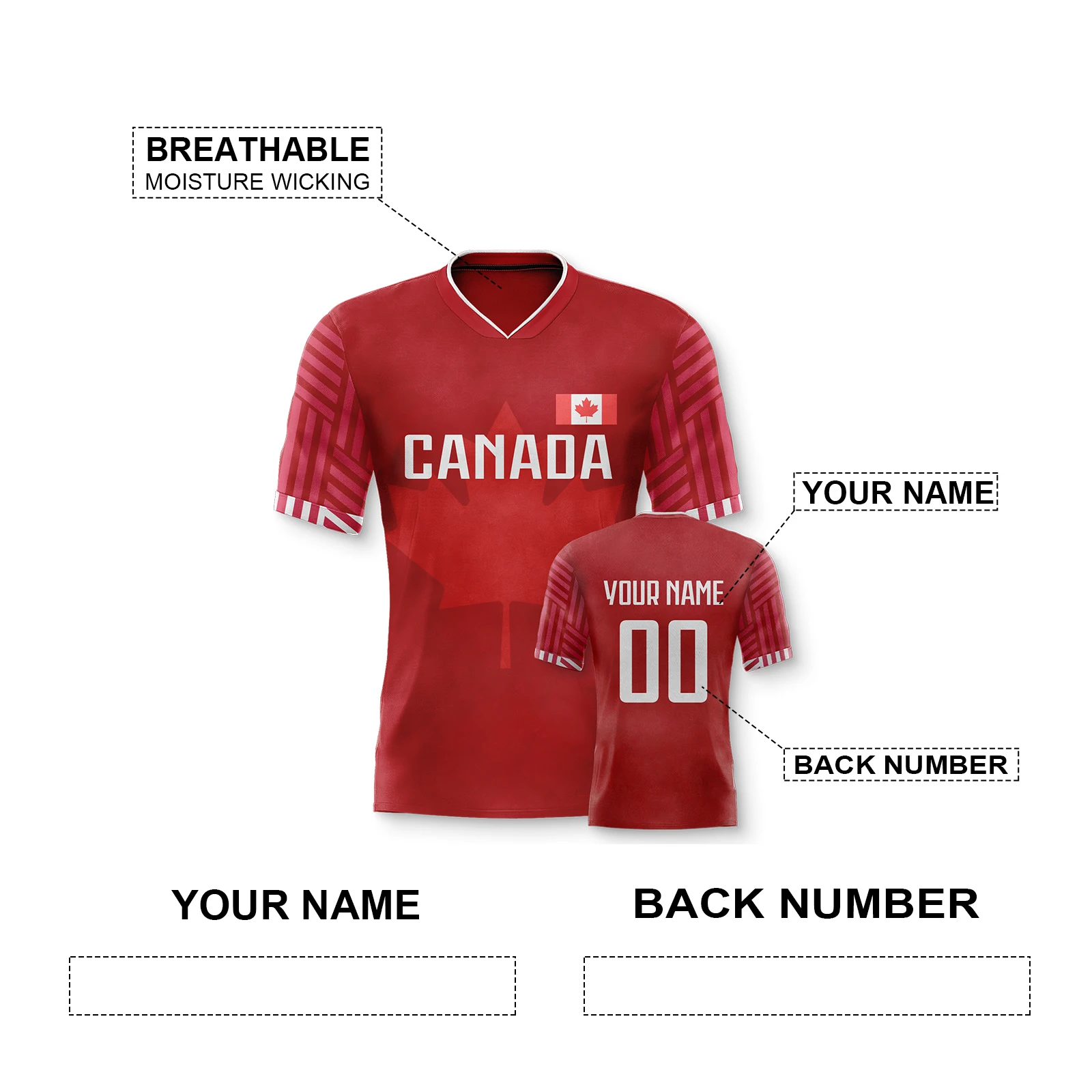 Custom Canada Football Shirt Personalized Name Number Soccer Team Jersey for Men Women Kids S-4XL view 4