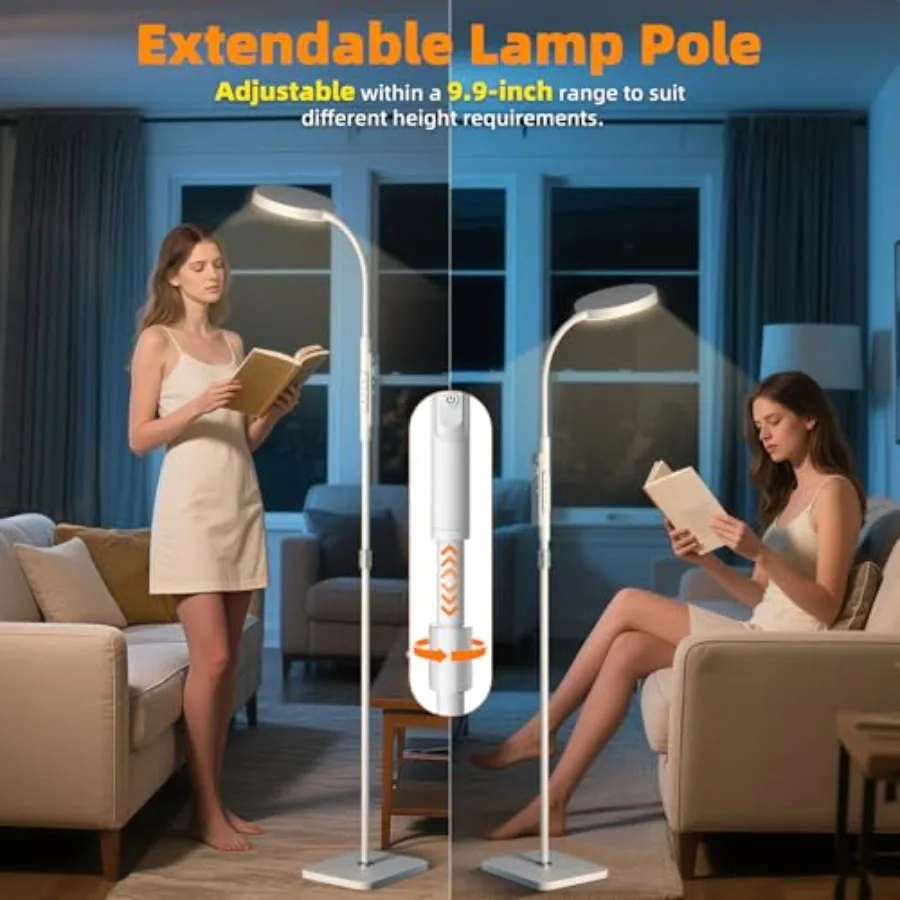 Floor Lamp Adjustable Height Floor Lamps for Living Room Bedroom 252 LED Super Bright Standing Lamp Remote Control Dimmable Goo