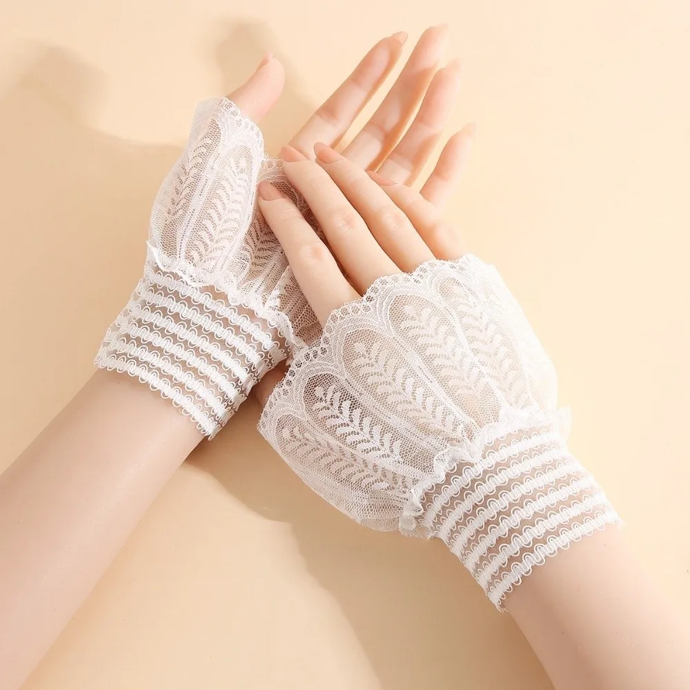 1 par versátil elegante punhos falsos padrão bordado cor sólida punhos falsos finos destacáveis pulseira decorativa para mulher